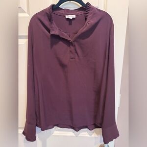 Calvin Klein Plum Long Sleeve V-Neck Blouse